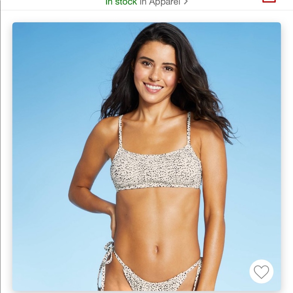 Target Xhilaration Juniors’ Smocked Bralette Bikini in Cream Dot Print
